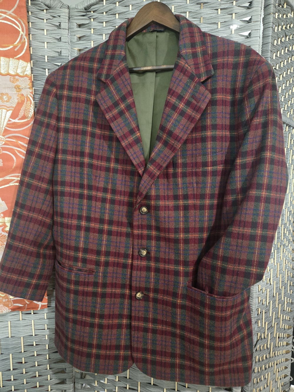Vintage 90s GAP Best Basic Blazer M Wool Plaid Dark Academia